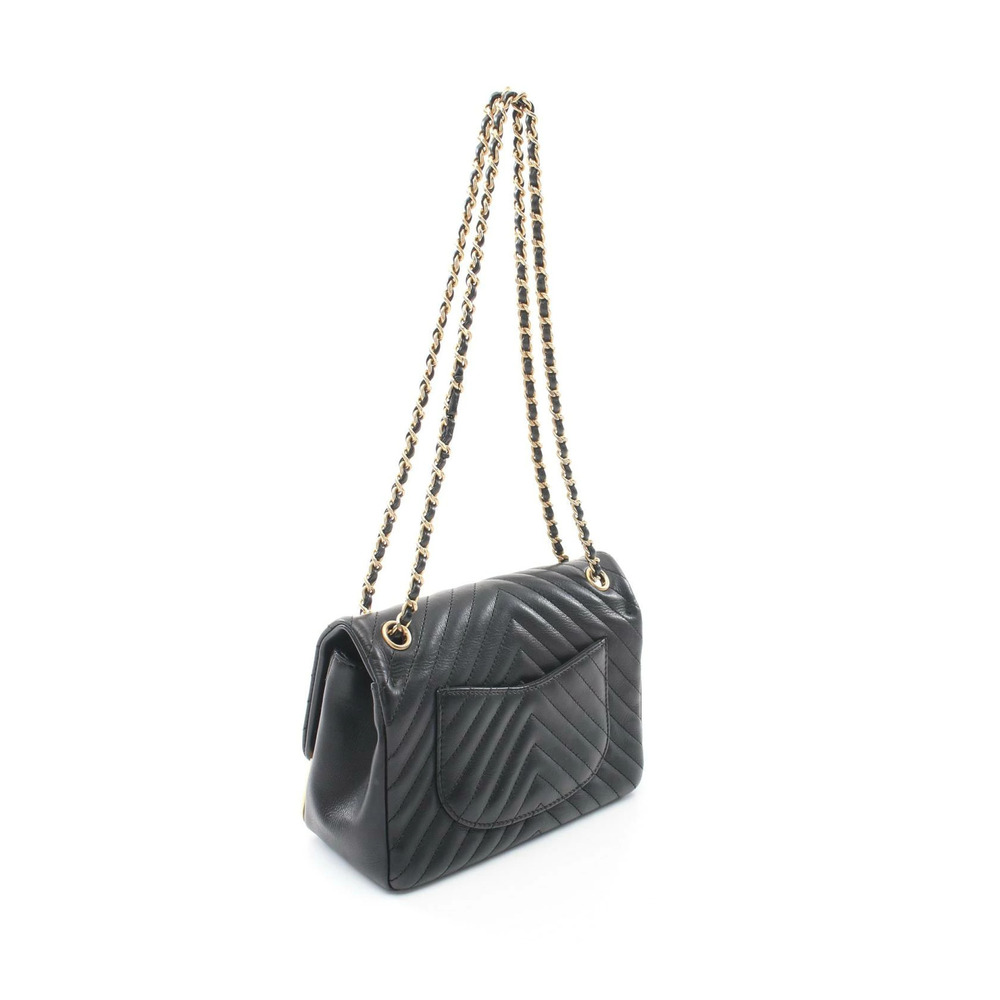 Chanel stitch black shoulder sheepskin bag lambskin V Black